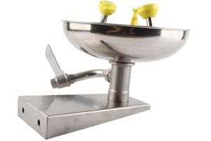 FTVOGUE Stazione per il Lavaggio degli Occhi a Doppio Ugello Lavello per Lavaocchi di Emergenza con Montaggio a Parete in Acciaio Inossidabile 304 con Segnaletica di Sicurezza per Vari