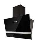 Steuerung über Touch Control respekta Design kopffreie Schräghaube Dunstabzugshaube Abzugshaube Wandhaube Glas 60 cm schwarz Touch Control / 3 Leistungstufen / Abluft und Umluft / LED ...