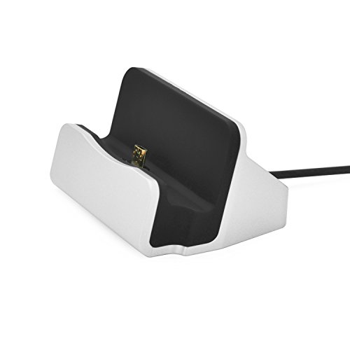 iProtect Premium Micro USB Docking Station für Smartphones und Tablets bis 10 Zoll(10″) Ladestation + USB Datenkabel Ladekabel in silber - 3