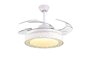 Kanz Enterprises Designer Fan 42 Inches ABS 4 Transparent Blades NO Noise BLDC Motor 38 watts with 3 Color Changing LED Light Timer with Winter/Summer Option Suitable for Living Room K 1524 White