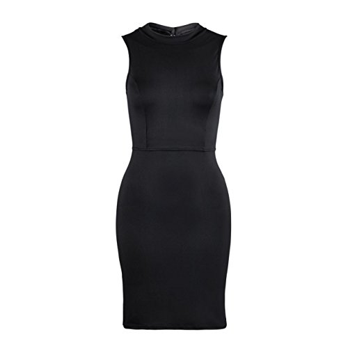 Calistous The Fashion Leisure ärmelloses, rückenfreies Kleid für Damen, ärmelloses Sommerkleid, Abendkleid, Party, Größe: M, Farbe: Weiß, schwarz, M-Black - 2