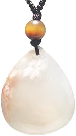Unisex Pendant Necklace Pear Shape Agate Natural Gemstone Pendan Gifts For Elders