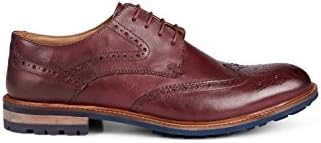 Moss London Men's Bray Burgandy Lightweight Brogue 12 Dark Red