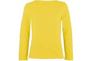 LUXE DIVA Girls Boy Kids Plain Basic Long Sleeve Round Neck T-Shirt Stretch School Tee Top 2-13 Years