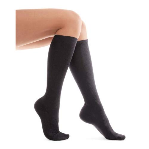 TRAVEL Chaussettes de contention Pour Hommes et Femmes Circulation Compression médical 1e classe(15-17 mmHg) Professionnelle soutien lors des vols ou voyages Unisex Anti-thrombose Anti varices Noir M