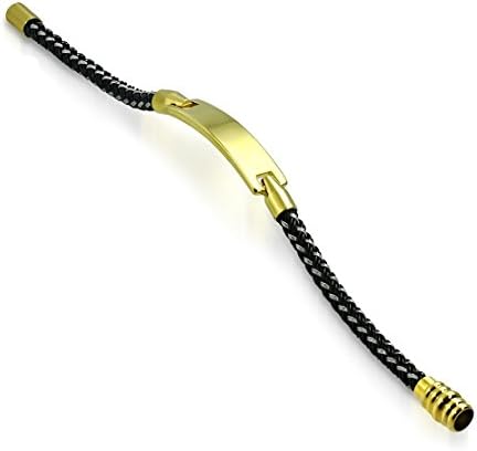 Gold Color Plated Stainless Steel Watch Style 3-tone Woven Thread Cable with Magnetic Lock Bracelet