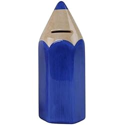 CasaJame Maison Ameublement Accessoires Design Ornement Tirelire Décoratif en Forme De Crayon De Couleur Bleu 6x6x16cm