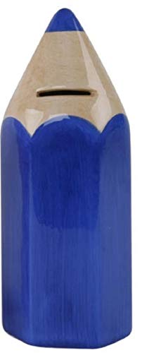 CasaJame Maison Ameublement Accessoires Design Ornement Tirelire Décoratif en Forme De Crayon De Couleur Bleu 6x6x16cm