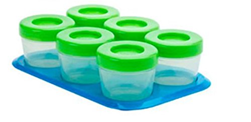 Baby 6 x 85ml Weaning baby Food Tubs with Tray Free BPA Blue Tray