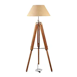 Nautical Enterprises Cocovey Sheesham Rose Wood Empire Cone Shape Fabric Cotton Shade/Wooden Tripod Floor Lamp