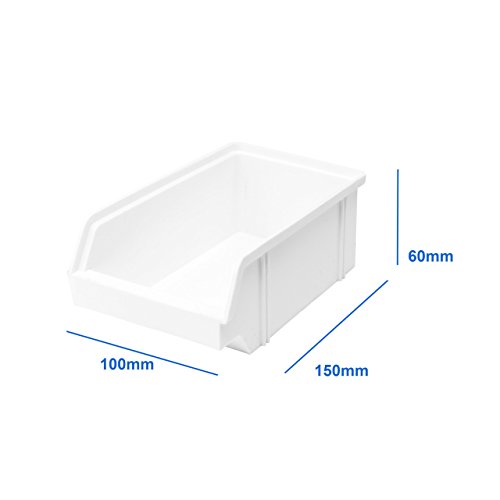 10 Stück Set Stapel – Aufbewahrungs – Box . Stapelboxen Stapelbar Farbe weiß aus Kunststoff . Sichtlagerkasten aus Deutscher Herstellung - 3