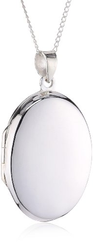Tower Jewellery Damen-Charmskette Sterling-Silber 925 Large Plain Oval Locket 46 cm 1260/2