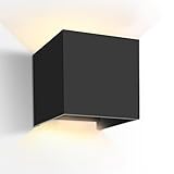 Hochwertiges LED COB Licht GHB 12W LED Wandleuchte Wandlampe mit einstellbar Abstrahlwinkel Design Wasserdichte IP 65 LED Wandbeleuchtung 2700K Warmweiß (Schwarz) [Energieklasse A+] (Verpackung MEHRWEG)