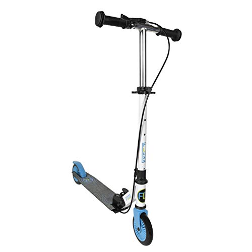 Fluxx Flex & Stop 125 Trottinette Jeunesse Unisexe, Blanc-Bleu, Taille Unique