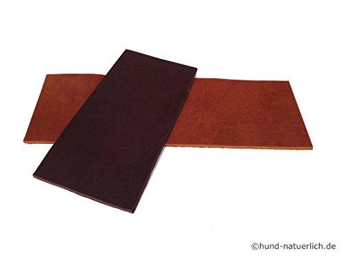 Fettleder Zuschnitt Rindsleder pflanzlich gegerbt 3,5mm-4,0mm Blankleder Dickleder (40cm x 20cm, braun) - 3