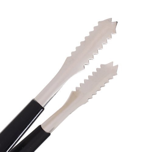 Qingsun Zucker Zange Eis Clip Lebensmittel Clip Edelstahl Clip Werkzeug für Barbecue Heimgebrauch mit Gummihand Griff (1 Stück) - 3