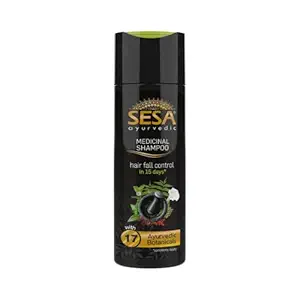 Sesa Ayurvedic Medicinal Shampoo for Hair Fall Control and Hair Growth | Bhringraj & 16 Rare Herbs | All Hair Types | Paraben Free | 200 ml (Pack of 1)