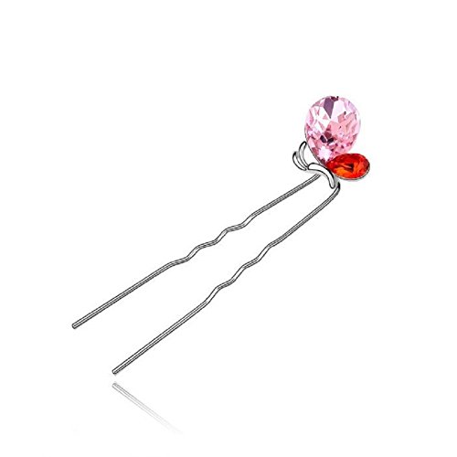 Swarovski Elements Pink Haarnadeln Rhodiniert