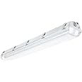 LED WATER PROOF 4ft Double Tube Light Fixture,(PACK OF 1) 36 Watt,4000lm, 6000K(Bright White),Clear Cover,IP65 Waterproof Light,Indoor/Outdoor Lighting,Corridor,Mall,Factory,Industrial Area,etc's 2YW