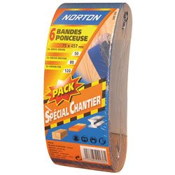 Norton Lot de 6 Bandes 75 x 457 mm Grain assortis