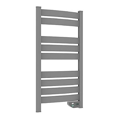 IKOHS Radiateur Sèche-Serviette Électrique, Basse consommation 500 W, Chauffage sèche-serviettes ,Séchage puissant, LCD, IP24, Convient pour salle de bain, Programmable Minuteur (Gris)