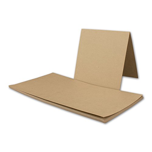 quadratische Faltkarten 15,7 cm aus Kraft-Papier in sandbraun | 25 Stück | Blanko Doppel-Karten aus Recycling-Papier | bedruckbare Postkarten in im quadratischen Format | ideal für Weihnachten, Grußkarten und Einladungen | Serie UmWelt