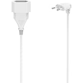 Hama | 3 m Extension Cord with Angled Plug | Indoor Power Extension Cord | Flexible Cord for Wall Plugs | White