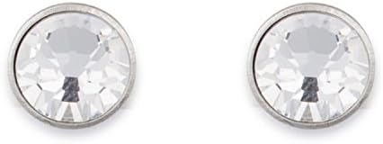 Ladies Circular Clear Studded Swarovski Element Earrings
