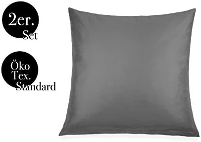 Double pack of pillow cases set of 2 by amato. Home linen pillowcases pillow cases pillowcase pillow sofa cushion bed decoration, grey, 50 x 50 cm 100% cotton Cotton children's bed linen
