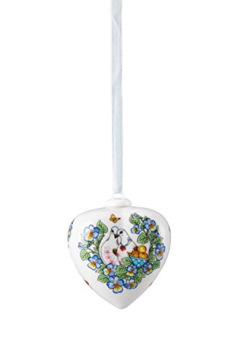 Hutschenreuther 02256-724070-27841 Porzellan-Herz 2017 "Turteltauben", bunt, 6.5 x 6.5 cm