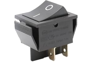 CABLEPELADO - Interruptor basculante ON-OFF DPST 4 pines | Interruptor 4 terminales | 16A 250VAC | Negro