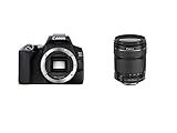 Canon EOS 250D Digitalkamera (24,1 Megapixel, 7,7 cm (3 Zoll) Vari-Angle Display, APS-C-Sensor, 4K, Full-HD, DIGIC 8, WLAN, Bluetooth), schwarz, inkl. EF-S 18-135mm f/3.5-5.6 IS STM Objektiv schwarz - 