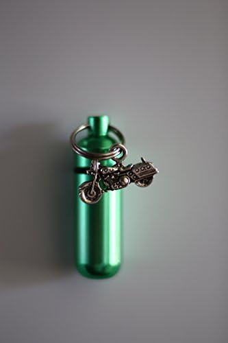 Cremation Urn Keepsake Necklace or key chain with Motorcycle (with saddle bags) Charm - Includes 24 Stainless Steel Necklace, Free Extra Charm,Velvet Pouch, Fill Kit by Weebledogs