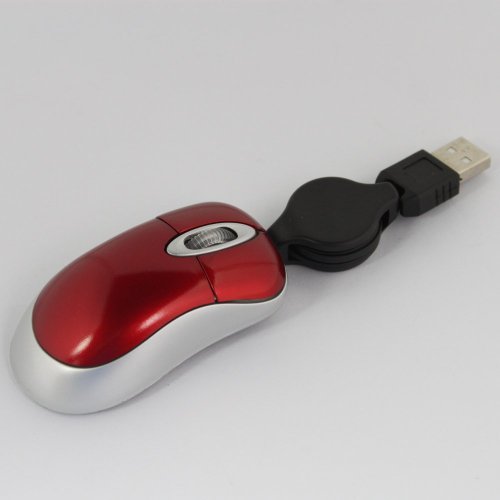SODIAL(R) Rote Mini ausziehbare USB Optische Wheel Mouse - 5