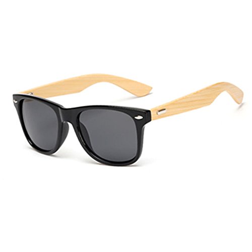 Preisvergleich Produktbild youfan Sonnenbrille, Bambus Holz Arme Sonnenbrille für Frauen Herren, schwarz