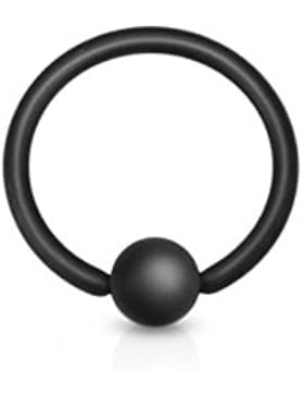 Paula & Fritz® Ring aus Edelstahl Chirurgenstahl 316L matt schwarz Augenbrauen Lippen Brustpiercing Ring Basic...