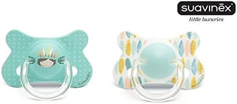SUAVINEX "FUSION" Nr. 302889 - 2x Pacifiers Soothers Dummies Anatomical Silicone Teat/ GREEN + WHITE (18m+)