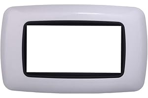 ZOREI Placca Compatibile Con Bticino Living, Placche Plastica Bombata, 1 Pezzo (4 Posti/Moduli,Bianco)