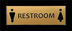ZEDEF Restroom Ladies Gents Gold Black Laminated Acrylic Glass Hanging Sign Board no admission signage sign board sticker acrylic entry restricted area authorized personnel only staff beyond this point signboards display office hospital plate bathroom home decor gold color 3d accessories decal