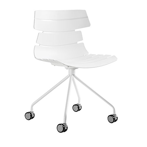 [en.casa] Silla de oficina con ruedas - retro - blanca - silla de escr