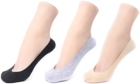 Women's No-Show Low Cut Non Slip Liner Socks, Pack of 3,Cotton