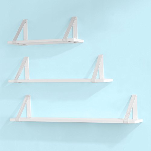 SoBuy® 3er Set Wandregal, Bücherbord 3-teilig, Schweberegale, Hängeregal, Wandbord mit Bänden, weiß, FRG29-W - 7