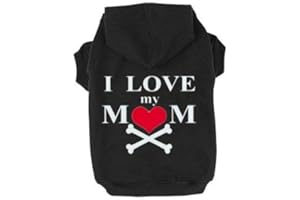 EXPAWLORER Dog Hoodie Black Fleece Sweatshirt Hoodies Love Mom Costumes Black XXL
