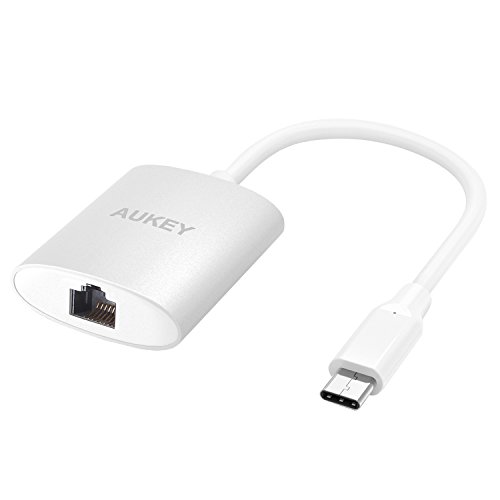 AUKEY USB C Adapter auf Gigabite Ethernet Aluminium RJ45 10/100/1000 bit Ethernet Konverter für Type C Geräte inklusive MacBook Pro 2016, Google ChromeBook Pixel, usw.
