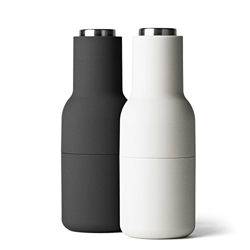 Menu Geschenkset Bottle Pfeffermühle + Salzmühle 2er-Set, 20 cm + Edelstahlstyling Universalmesser (ash/carbon (Edelstahldeckel)) - 2