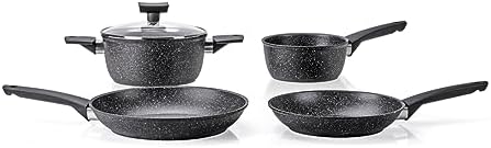 Moneta Magnolia Stone Black Batteria di pentole 5 pezzi, anche per Induzione.