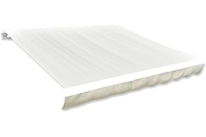 FIRBNUS Toldo de Lona Blanco 4x3 m Lona para Toldos Lonas de Jardin Tela Toldo Repuesto Telas para Toldos Toldo de Repuesto de Jardín Recambio Tela de Toldo Crema (Sin Estructura)