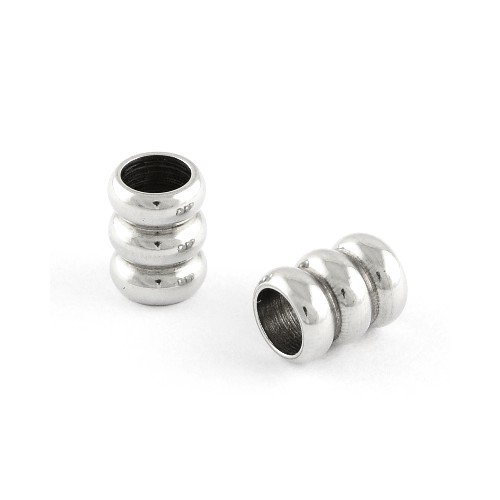 Silver Stainless Steel Tube Spacer Beads 5mm X 6mm Pack
