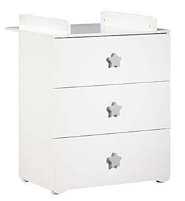 BABY PRICE New Basic Commode à Langer 3 Tiroirs avec Bouton Étoile Gris