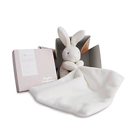 Doudou et Compagnie – Doudou Lapin Mouchoir – Boîte en Forme de Fleur – Blanc – 10 Cm – Idée Cadeau de Naissance Fille et Garçon – Garantie Doudou Perdu – 303